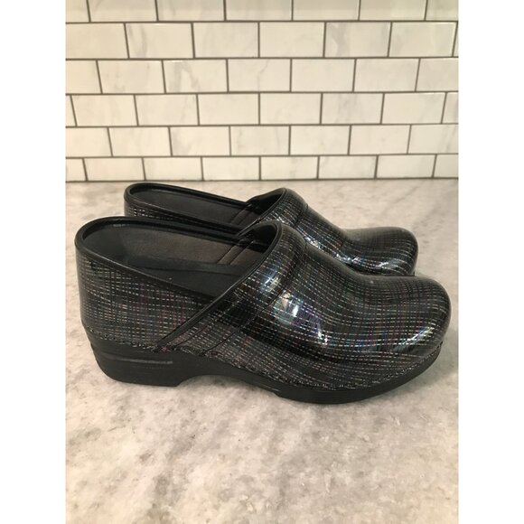 Dansko Shoes - Dansko Professional Clogs Womens 38 Black Metallic Stripe Comfort Nursing Shoes